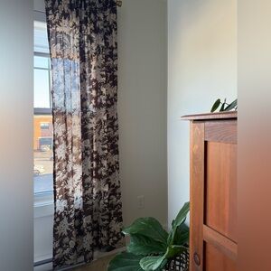 Floral Brown Sheer Curtains